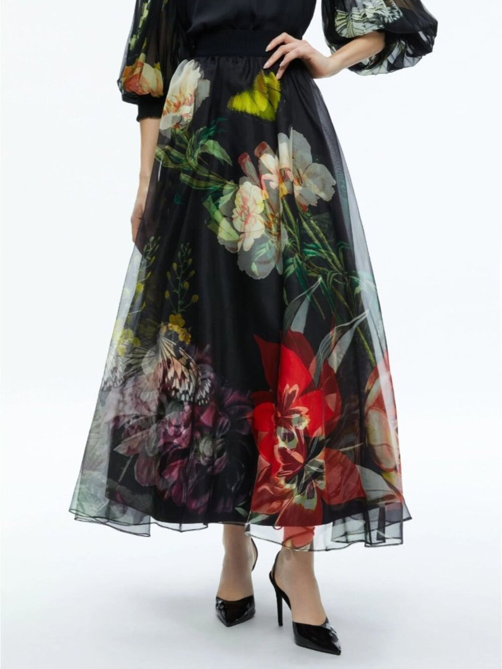Alice + Olivia Nilda Essential Floral Silk Maxi Skirt 10